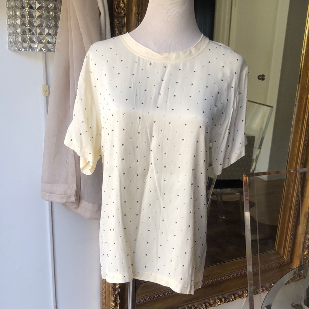 Ottod’Ame cream color blouse with crystals size 4 new with tags